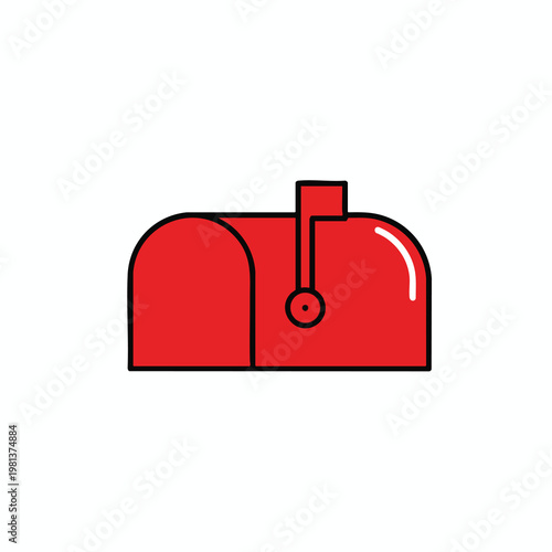 Bright Red Vintage Postbox Illustration for Postal and Communication Themes