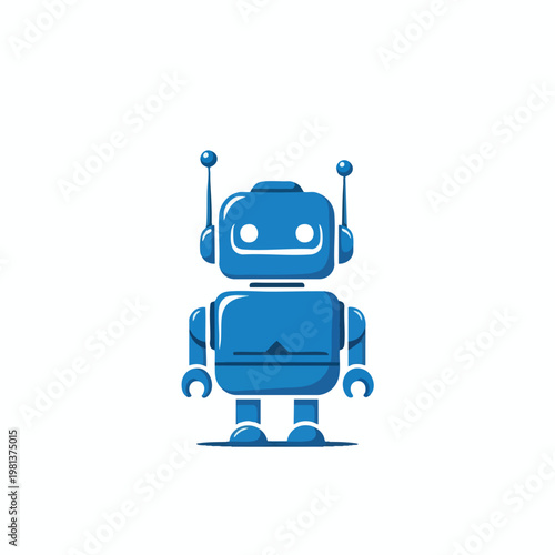 Cute Blue Robot Illustration for Technology and Innovation Concepts