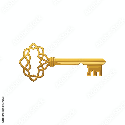 Elegant Gold Key Symbol for Unlocking Opportunities and Security