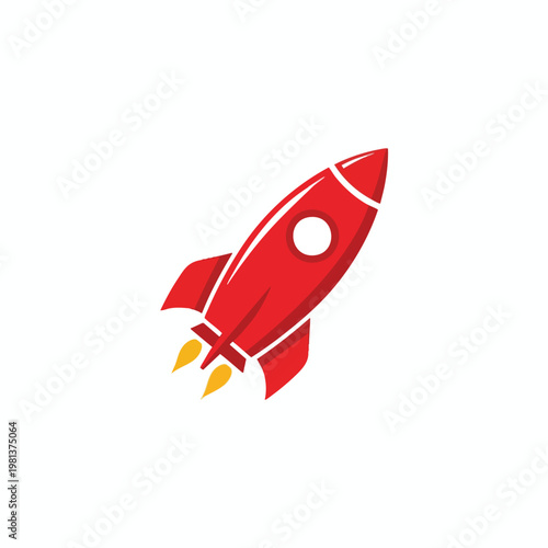 Stylish Red Rocket Illustration for Space Themed Design Projects