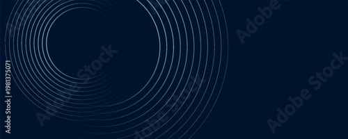 Blue abstract background with glowing circles. Swirl circular lines pattern. Geometric spiral. Twirl element. Modern graphic design. Futuristic technology concept.Print