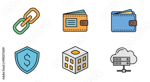 Collection of business and finance icons.