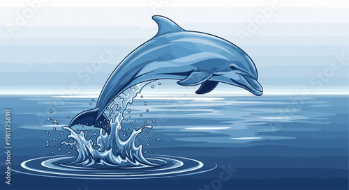 Dolphin jumping out of water.