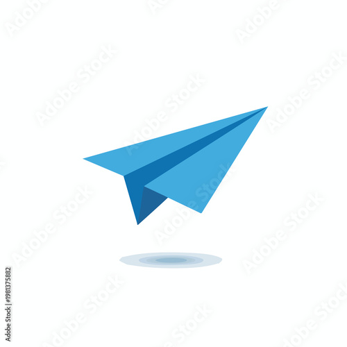 Modern Paper Airplane Flying Through the Air on a Clear Background