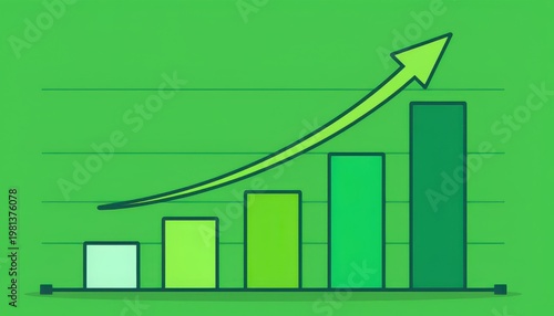 A growing trend is shown in a colorful bar chart with an upward arrow.