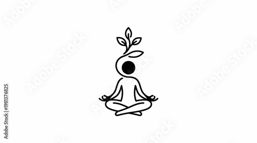 Meditating Figure with Sprouting Leaves Symbol