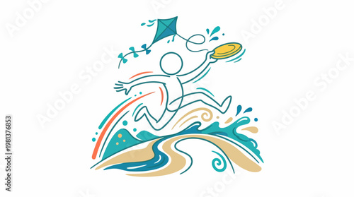 Joyful Person Playing Frisbee Near a Kite