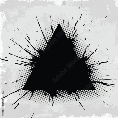 Abstract Black Triangle with Dynamic Splash Effect for Creative Designs