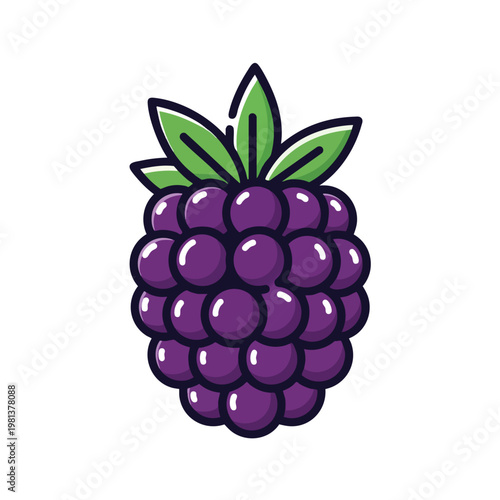 Bright and Colorful Illustration of a Fresh Bunch of Blackberries
