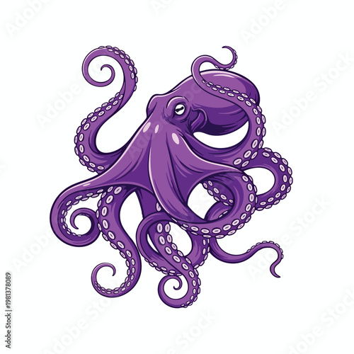Colorful Cartoon Octopus Illustration for Marine Life and Ocean Themed Designs