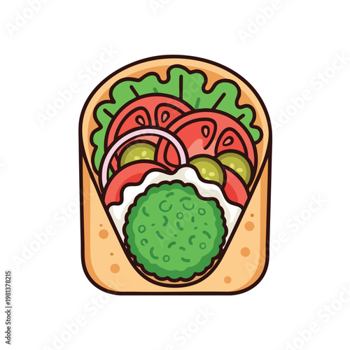 Healthy Vegetable Wrap with Fresh Greens and Colorful Fillings