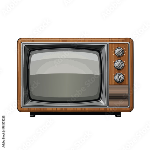 Vintage Multicolor TV Set with Wooden Frame for Retro Home Decor