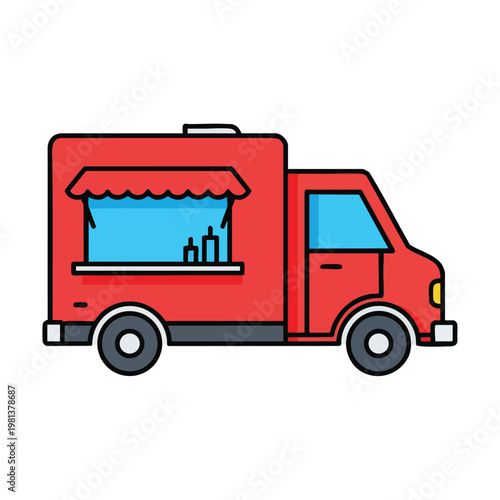 Vibrant Food Truck Serving Fresh Snacks and Beverages on a Sunny Day