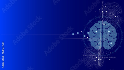 AI Artificial Intelligence and Digital Network Abstract Blue Background with Copy Space (Editable Vector)