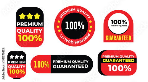 Tableau sur toile Premium Quality Guarantee Badge Collection 100 Percent Certified Labels Set