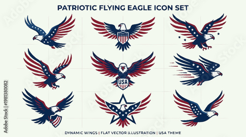 Eagles soar under american flag in USA with dynamic wings.
