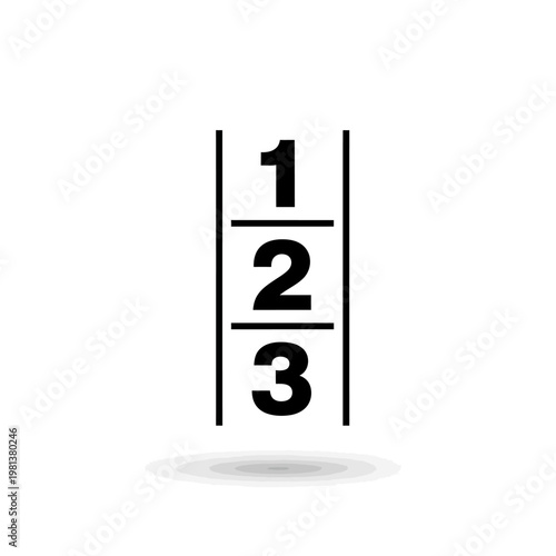 Simple vertical list with numbers 1, 2, and 3, representing order, steps, or sequence for organization or instruction