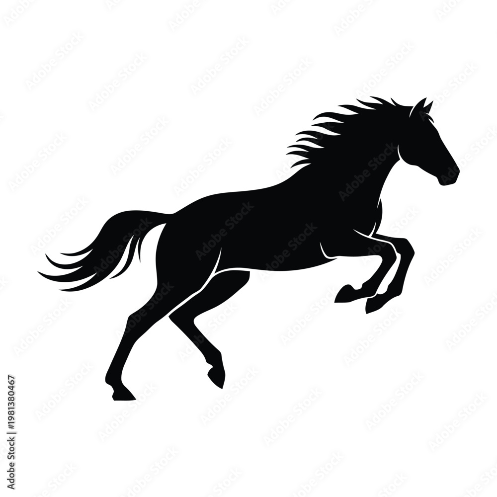 Obraz premium Majestic black horse silhouette a powerful and graceful equine illustration