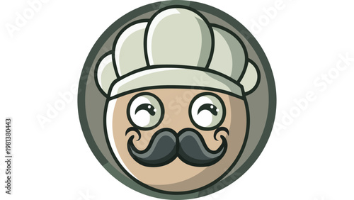 Chef character with mustache wearing hat representing cooking profession and culinary expertise illustration vector