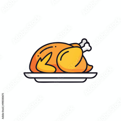 Delicious Roasted Whole Chicken on a Serving Plate for Family Dinner