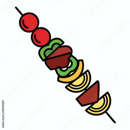 Colorful Skewer of Fresh Vegetables and Fruits for Healthy Eating and Cuisine