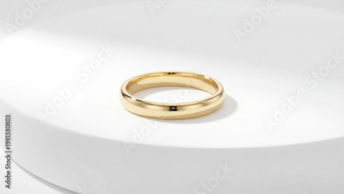 Golden circle round ring placed on minimal white podium soft light scene