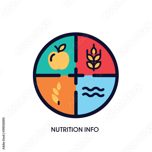Balanced Nutrition Concept Illustration with Fruit Grain and Water Elements