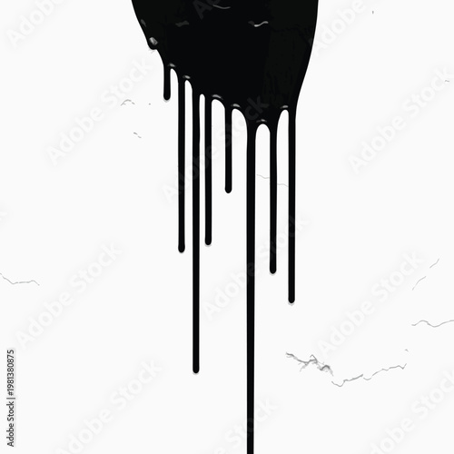 Abstract Black Paint Drip Art with White Background for Creative Design Projects