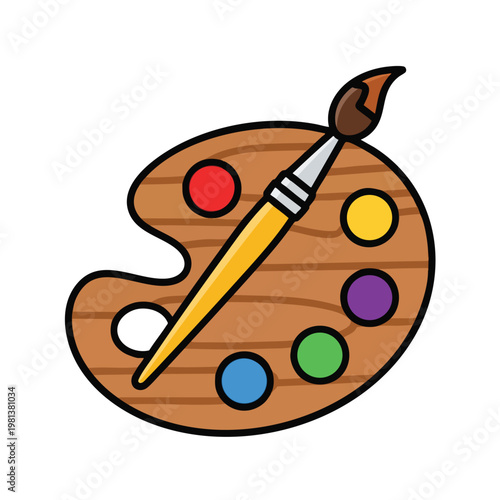 Creative Art Palette with Brush for Painting and Design Projects