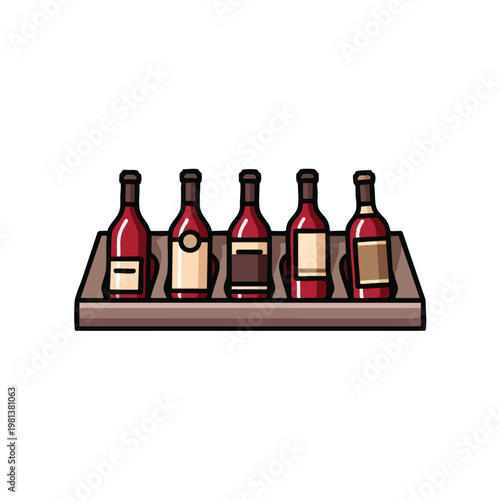 Assorted Bottles of Fine Wine and Spirits on a Serving Tray for Hospitality and Beverage Service