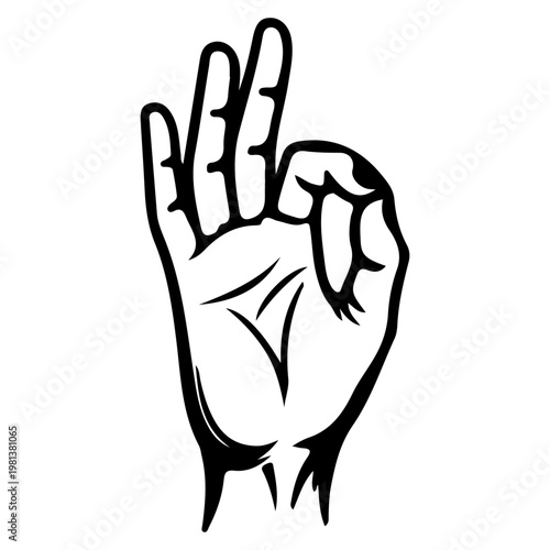 Hand gesture OK sign, perfect symbol, clean vector illustration.
