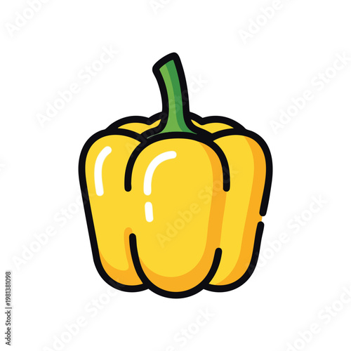 Bright Yellow Bell Pepper Illustration for Healthy Food and Cooking Themes