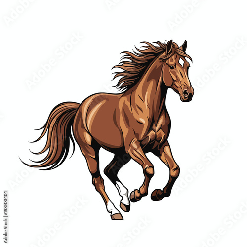 Elegant Chestnut Horse Running Freely in Open Field