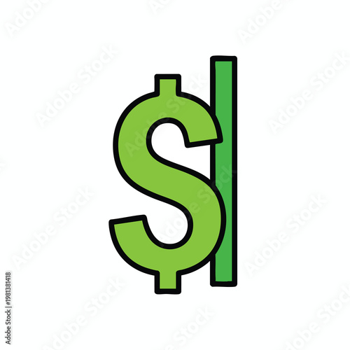 Stylish Green Dollar Sign Icon for Finance and Business Concepts