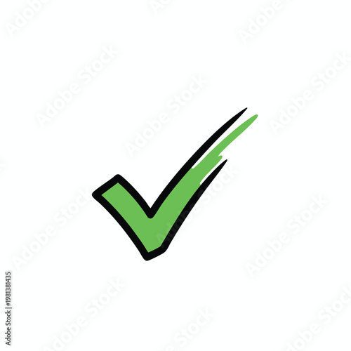 Stylish Green Checkmark Icon for Successful Completion and Approval