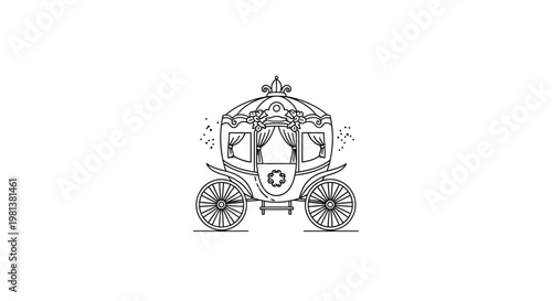 Elegant Carriage Illustration - Fairytale Transport, Wedding Design Element