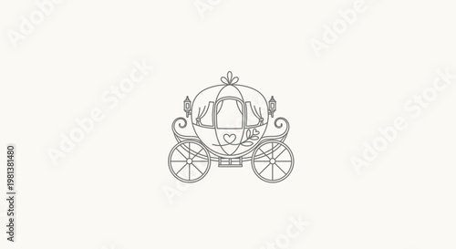 Elegant Carriage Outline Icon - Cinderella Fairytale Transport