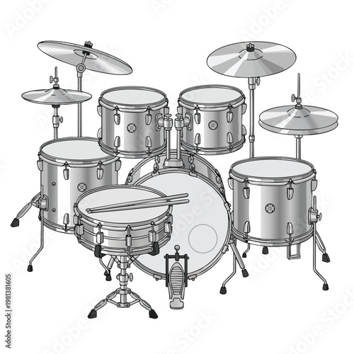 Modern Drum Set for Music Practice and Performance
