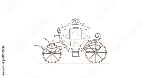 Elegant White Cinderella Carriage Illustration - Fairytale Transport