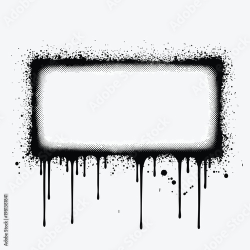 Urban Graffiti Art Frame with Paint Drips on White Background