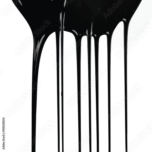 Black Ink Dripping Down White Surface for Artistic and Creative Design
