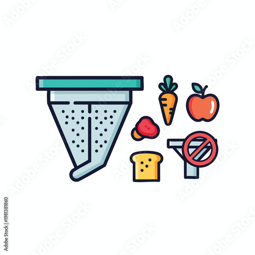 Healthy and Safe Food Preparation with a Fine Mesh Sieve and Fresh Ingredients