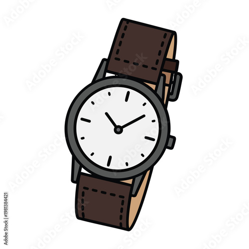 Elegant Classic Wristwatch with Leather Strap for Formal and Casual Wear