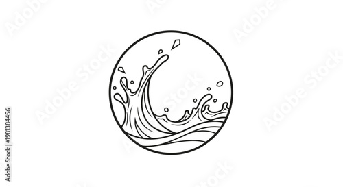 a black and white drawing of a wave.