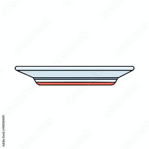 Elegant White Ceramic Plate with Stylish Red and Blue Accents for Dining and Serveware