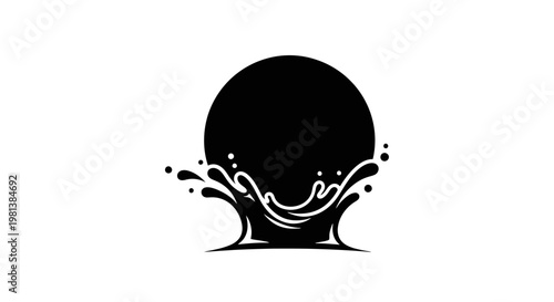 A black silhouette of liquid splashing.