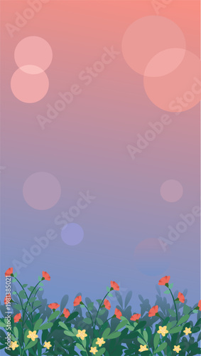 Dreamy Spring Garden Background with Flowers and Soft Bokeh Sunlight