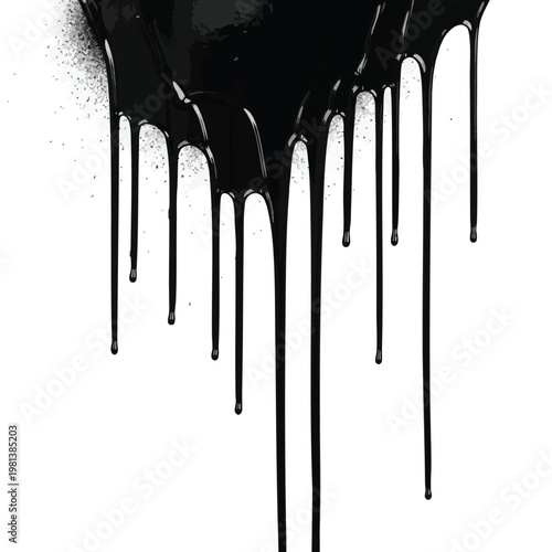 Abstract Black Paint Drips on White Canvas for Creative Backgrounds
