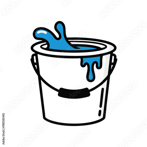 Colorful Bucket with Paint Splash for Creative and DIY Projects