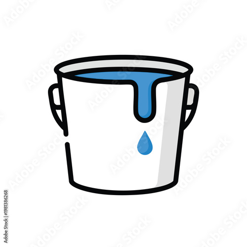 Simple Illustration of a Paint Bucket with Blue Paint